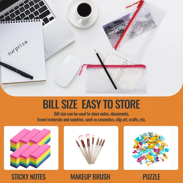Alt view image 5 of 7 - 24pcs Mesh Zipper Pouch Bags 9.3 x 4.7 Inches, 8 Color Small Clear Pouches Bulk, Travel Cosmetics Organization, Classroom and Office Supplies