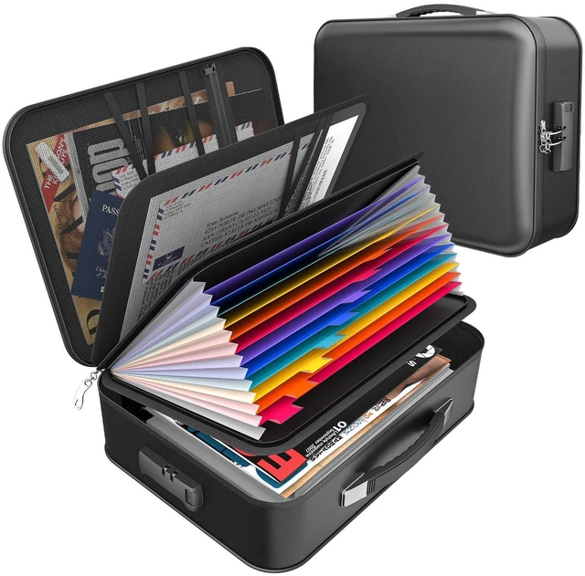 Main image of Hard Case Fireproof Document Box with Lock Zipper Important File Organizer Waterproof Portable Home Office Travel Storage Accordion Folder for Letter A4 Laptop Files