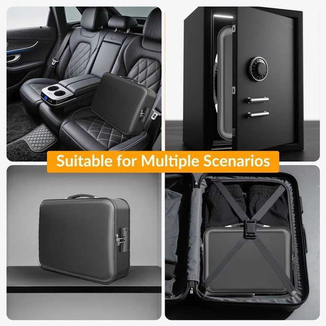 Alt view image 5 of 7 - Hard Case Fireproof Document Box with Lock Zipper Important File Organizer Waterproof Portable Home Office Travel Storage Accordion Folder for Letter A4 Laptop Files