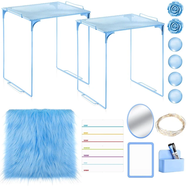 Main image of 11 Pcs Back to School Locker Accessories Kit, Light Blue, Classic Locker Shelf Magnetic Mirror Rug Weekly Schedule Whiteboard Pen Holder Marker and More, Locker Decor and Storage Needs
