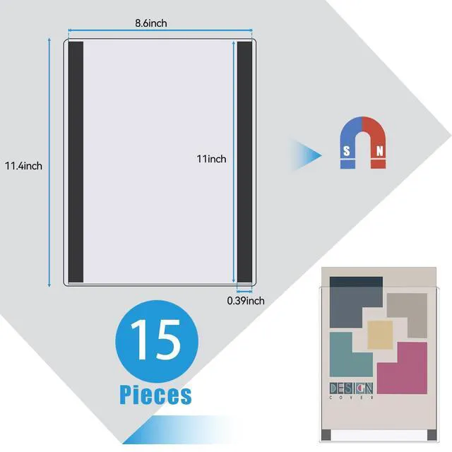 Alt view image 2 of 7 - 15 Pcs 8 1/2'' x 11'' Rigid Magnetic Sign Holder Magnetic Frames Clear Plastic Paper Holder with Magnet Borders Magnetic Document Holder (15Pcs)