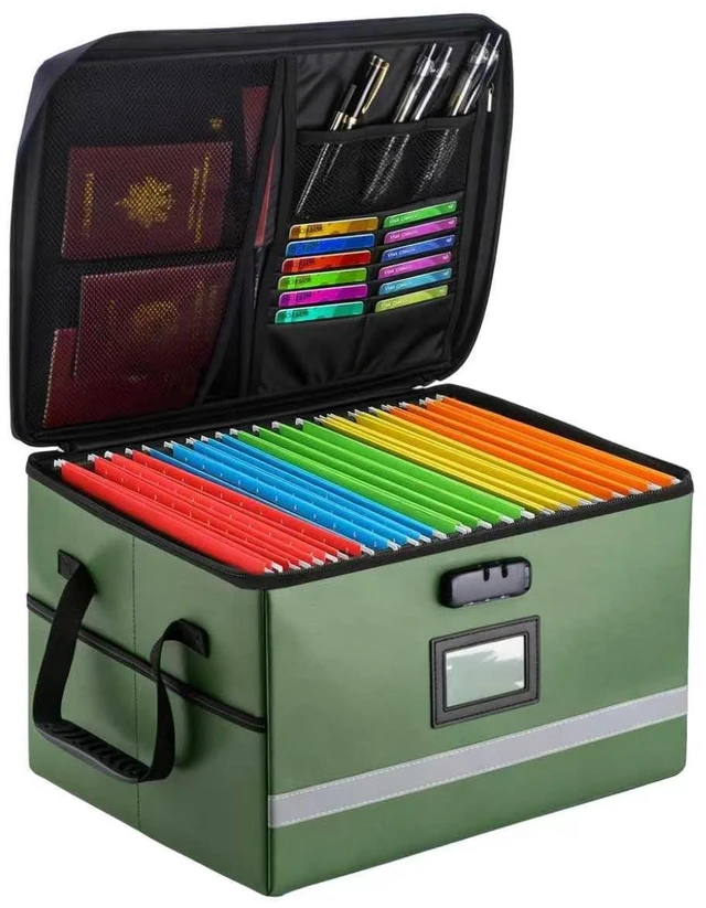 Main image of Fireproof File Organizer with Lock, 1 Layer File Box with Combination Lock, Important Document Organizer Box with Lids, Portable File Folder Organizer with Handle