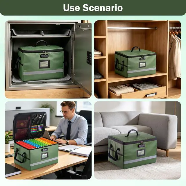 Alt view image 7 of 7 - Fireproof File Organizer with Lock, 1 Layer File Box with Combination Lock, Important Document Organizer Box with Lids, Portable File Folder Organizer with Handle