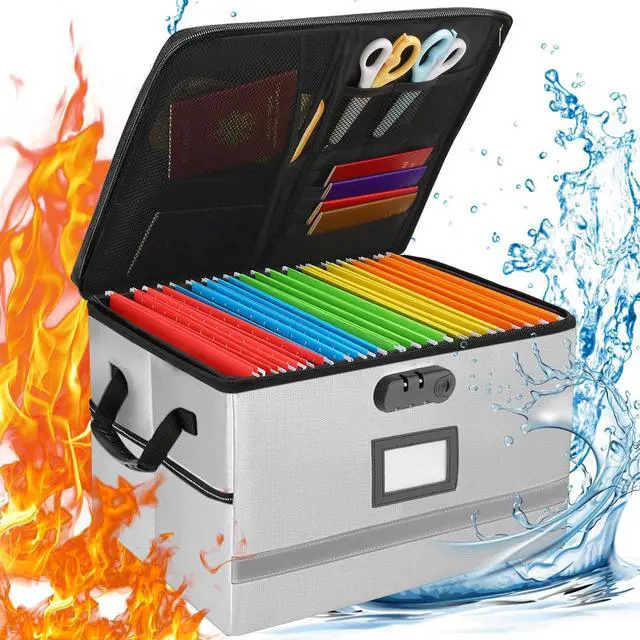 Main image of Fireproof File Organizer with Lock, 1 Layer File Box with Combination Lock, Important Document Organizer Box with Lids, Portable File Folder Organizer with Handle