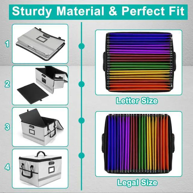 Alt view image 4 of 7 - Fireproof File Organizer with Lock, 1 Layer File Box with Combination Lock, Important Document Organizer Box with Lids, Portable File Folder Organizer with Handle