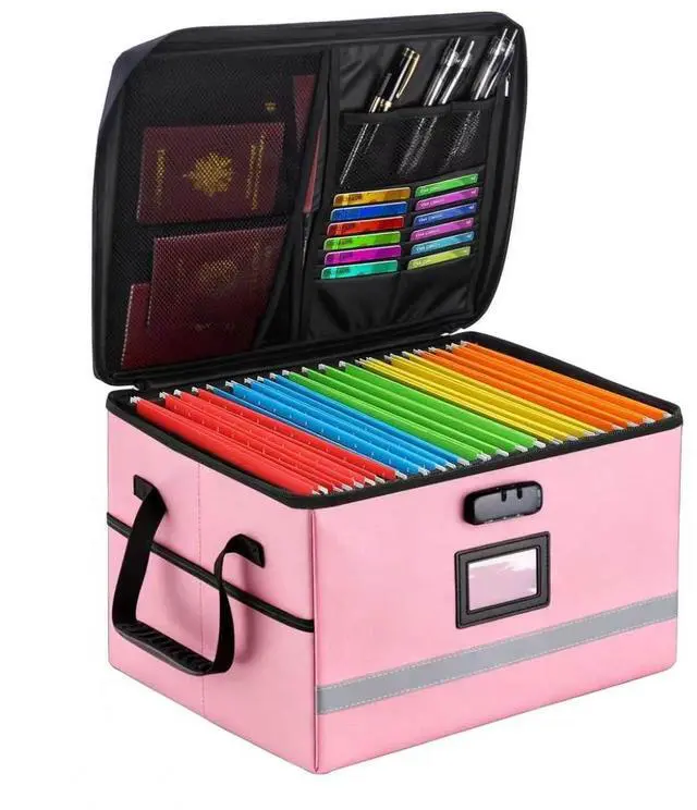 Main image of Fireproof File Organizer with Lock, 1 Layer File Box with Combination Lock, Important Document Organizer Box with Lids, Portable File Folder Organizer with Handle