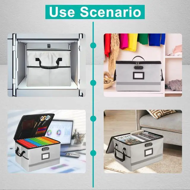 Alt view image 6 of 7 - Fireproof File Organizer with Lock, 1 Layer File Box with Combination Lock, Important Document Organizer Box with Lids, Portable File Folder Organizer with Handle