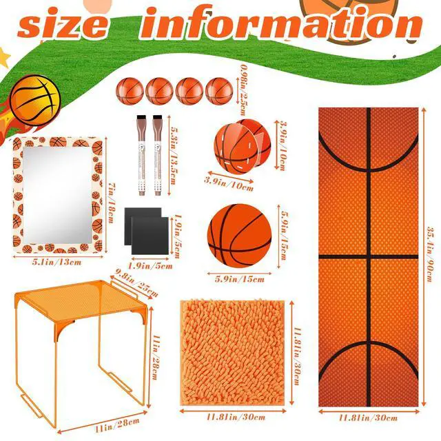 Alt view image 2 of 7 - 14 Pcs Locker Accessories Kit Basketball Themed Locker Organizer Magnetic Whiteboard Mirror Pen Holder Basketball Stickers for Back to School Essentials Locker Decorations