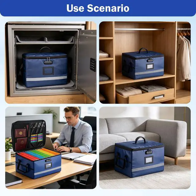 Alt view image 7 of 7 - Fireproof File Organizer with Lock, 1 Layer File Box with Combination Lock, Important Document Organizer Box with Lids, Portable File Folder Organizer with Handle