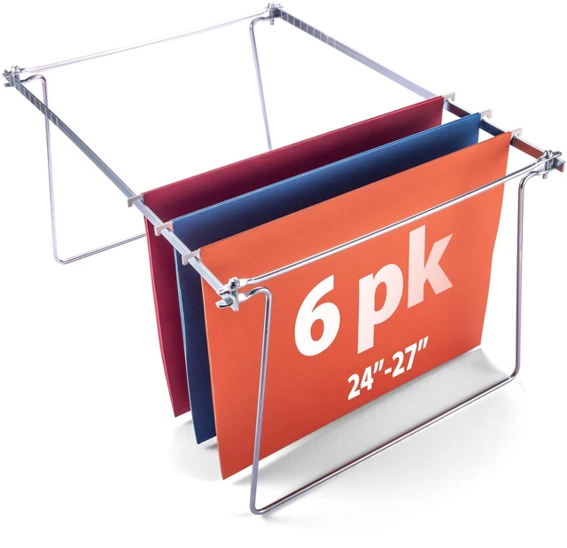 Main image of Hanging File Frame, Letter Size (Fits 2427), Adjustable Heavy-Duty Steel File Drawer Organizer for Desks, Cabinets & Shelves, Set of 6 (98620)