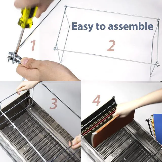 Alt view image 7 of 7 - Hanging File Frame, Letter Size (Fits 2427), Adjustable Heavy-Duty Steel File Drawer Organizer for Desks, Cabinets & Shelves, Set of 6 (98620)