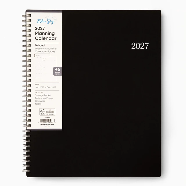 Main image of 2027 Weekly & Monthly Planner Calendar, 8.5"x11", Enterprise January 2027 - December 2027, Flexible Cover, Durable Twin Wire Binding, Laminated Tabs, Storage Pocket