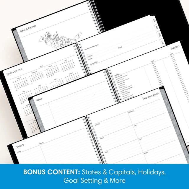 Alt view image 5 of 7 - 2027 Weekly & Monthly Planner Calendar, 8.5"x11", Enterprise January 2027 - December 2027, Flexible Cover, Durable Twin Wire Binding, Laminated Tabs, Storage Pocket