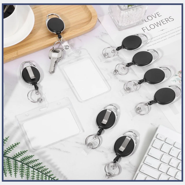 Alt view image 7 of 7 - 80 Pack Retractable Badge Reels with Carabiner for Id Cards and Keys Heavy-Duty Plastic And Metal, 25.5 In Retractable Cord, Clip For Belt Or Pocket, Key Ring For Office And School