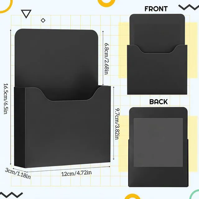Alt view image 2 of 7 - 8 Pack Magnetic File Folder Holder for Whiteboard Classroom Storage 5"x7"x1.2" Hanging Magnetic Wall File Organizer, Refrigerator Magazine Holder, for Mail Letters Paper Desk Office