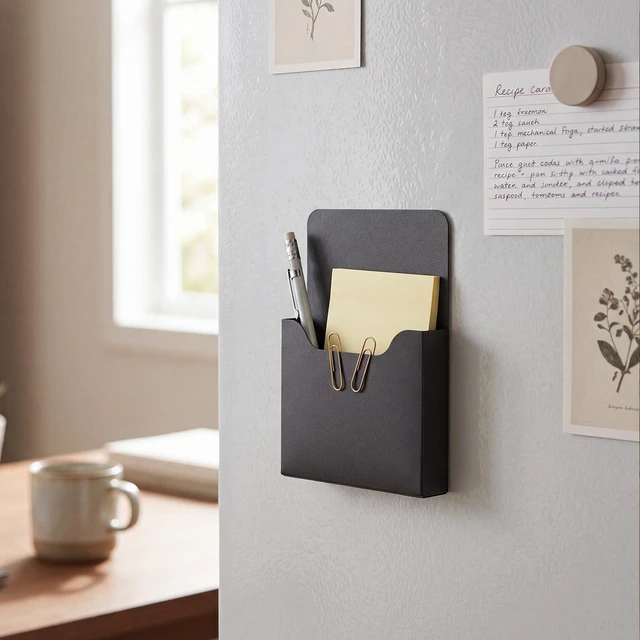 Alt view image 6 of 7 - 8 Pack Magnetic File Folder Holder for Whiteboard Classroom Storage 5"x7"x1.2" Hanging Magnetic Wall File Organizer, Refrigerator Magazine Holder, for Mail Letters Paper Desk Office