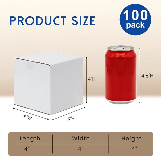 Alt view image 2 of 6 - 4x4x4" Small Shipping Boxes 100 Pack Corrugated Cardboard Box White Bulk quantity, Packaging for Small Business, Mailer Packing Supplies