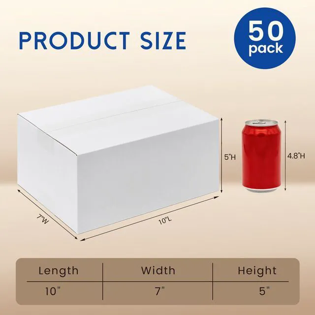 Alt view image 2 of 6 - 10x7x5" Shipping Boxes 50 Pack Corrugated Cardboard Box White 3 Layers, Bulk quantity, Packaging for Small Business, Mailer Mailing Packing Supplies, Smooth