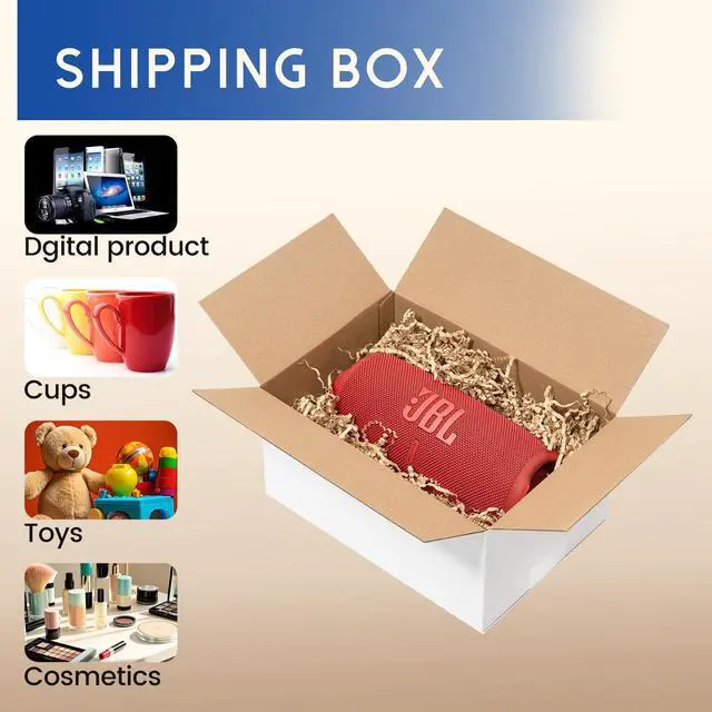 Alt view image 3 of 6 - 10x7x5" Shipping Boxes 50 Pack Corrugated Cardboard Box White 3 Layers, Bulk quantity, Packaging for Small Business, Mailer Mailing Packing Supplies, Smooth