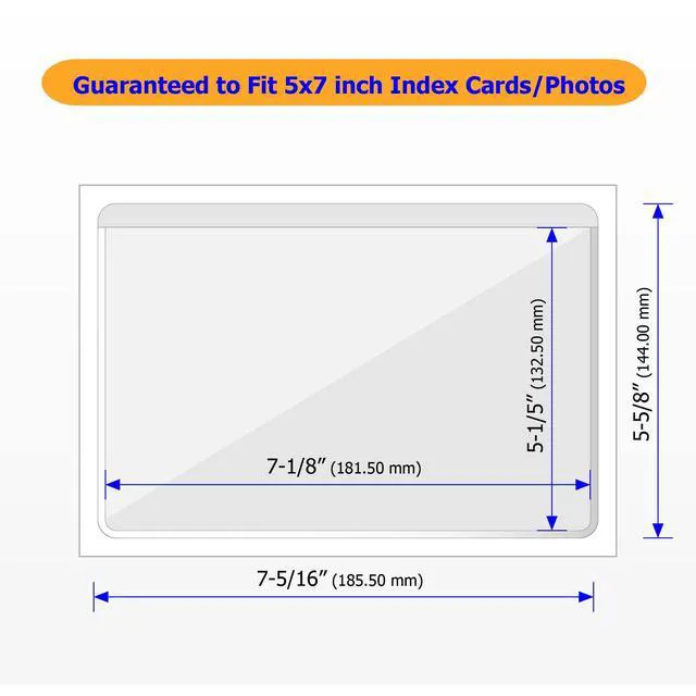 Alt view image 2 of 6 - Clear Adhesive Index Card Pockets, 5" x 7", 50 Pack Top Open for Loading, Plastic Labels Holders, For Storage Bins and Library Card, Organizing and Protecting Cards or Photos