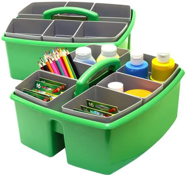 Main image of Large Classroom Caddy with Cups, 13 x 11 x 6.575 Inches, Green, Case of 2 (00983U02C)