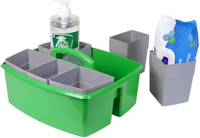 Alt view image 7 of 7 - Large Classroom Caddy with Cups, 13 x 11 x 6.575 Inches, Green, Case of 2 (00983U02C)