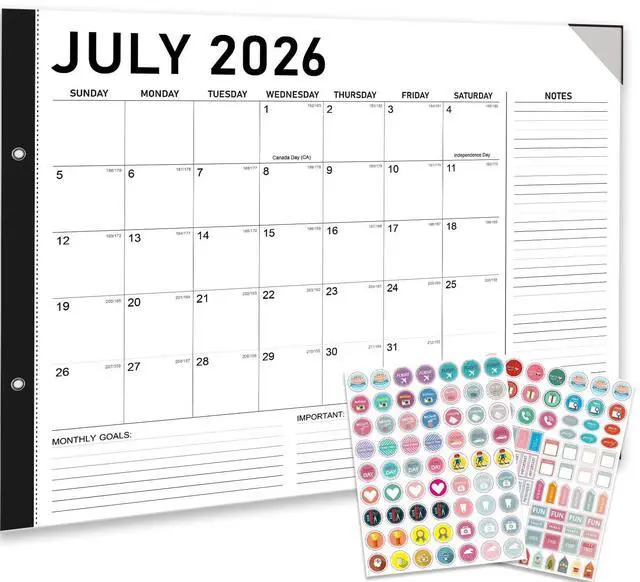 Main image of 2026-2027 Desk Calendar - 22" x 17", 18 Month Calendar Jul 2026 - Dec 2027, Large Monthly Desktop Calendar with Daily Blocks, Thick Paper, Corner Protectors - Black(2 Stickers Included)