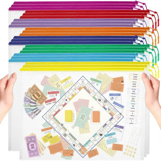 Main image of 24pcs Mesh Zipper Pouch, Puzzle Storage Bags, A3 17x12 Inches Large Reusable Zipper Pouches for for Classroom Office Supplies Organizing, Extra Large Zipper Bags, Board Game Storage