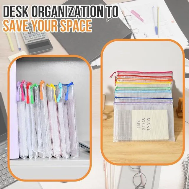 Alt view image 5 of 6 - 24pcs Mesh Zipper Pouch, Puzzle Storage Bags, A3 17x12 Inches Large Reusable Zipper Pouches for for Classroom Office Supplies Organizing, Extra Large Zipper Bags, Board Game Storage