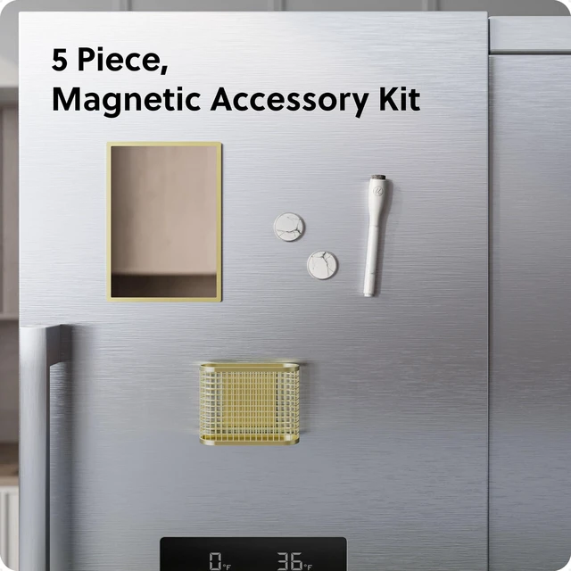 Alt view image 6 of 7 - Magnetic Locker Accessories & Decor Kit, Elevated Gold Back to school ready: five pieces in all - dry erase mirror, cup, marker and two magnets, each backed to grip steel