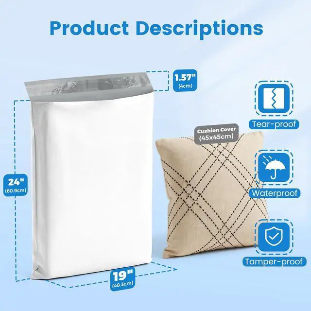 Alt view image 2 of 7 - Poly Mailers 19x24 Inch 250 Pack Bulk Shipping Bags for Business Large Mailers Poly Bags for Clothing, Self Seal Waterproof Shipping Envelopes for Small Business Online Apparel Sellers White