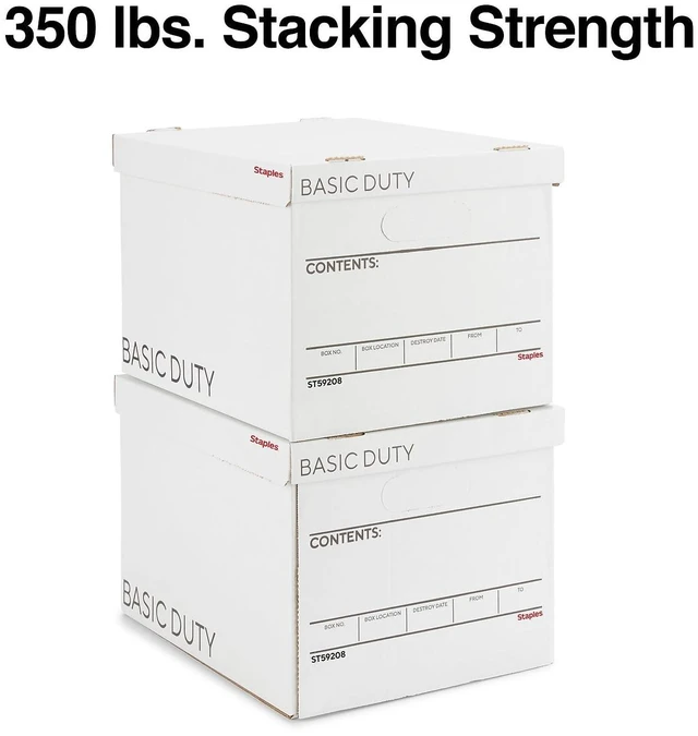 Alt view image 4 of 7 - Corrugated File Box, Lift-Off Lid, Letter/Legal, White/Black, 10/Pk Stackable storage boxes for document organization in offices, archives, and storage rooms