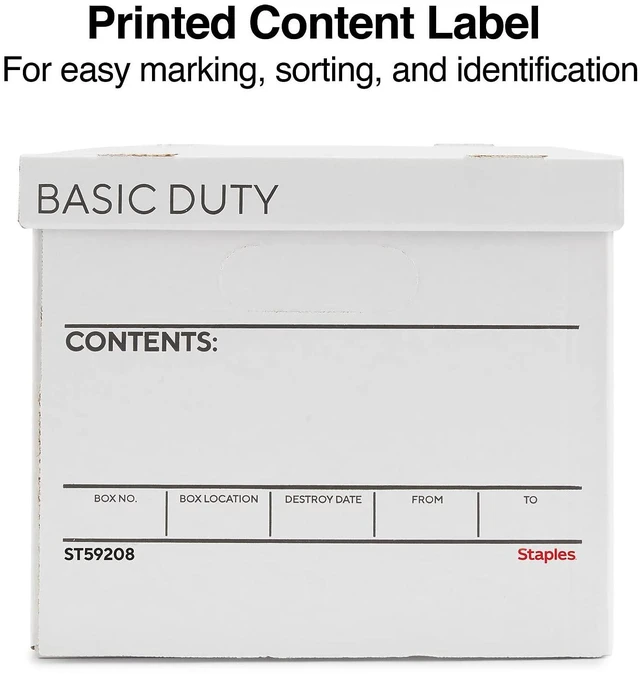 Alt view image 5 of 7 - Corrugated File Box, Lift-Off Lid, Letter/Legal, White/Black, 10/Pk Stackable storage boxes for document organization in offices, archives, and storage rooms