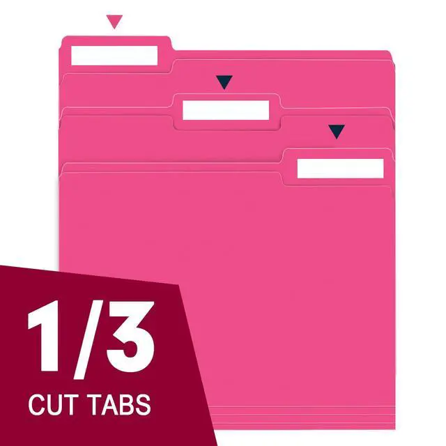 Alt view image 3 of 7 - File Folder, 150 Pack 1/3 Cut Tab File Folders Letter Size, Magenta, Folders with Tab, Great for Organizing and Easy File Storage