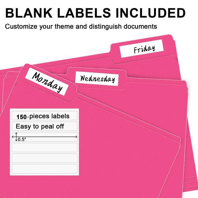 Alt view image 4 of 7 - File Folder, 150 Pack 1/3 Cut Tab File Folders Letter Size, Magenta, Folders with Tab, Great for Organizing and Easy File Storage