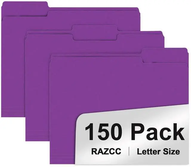Main image of File Folder, 150 Pack 1/3 Cut Tab File Folders Letter Size, Purple, Folders, Folders with Tab, Great for Organizing and Easy File Storage