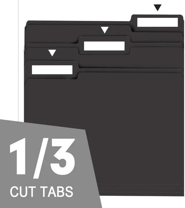 Alt view image 3 of 7 - File Folder, 150 Pack 1/3 Cut Tab File Folders Letter Size, Black Folders for Dcouments, Folders with Tab Great for Organizing and Easy File Storage