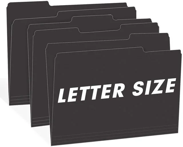 Alt view image 6 of 7 - File Folder, 150 Pack 1/3 Cut Tab File Folders Letter Size, Black Folders for Dcouments, Folders with Tab Great for Organizing and Easy File Storage
