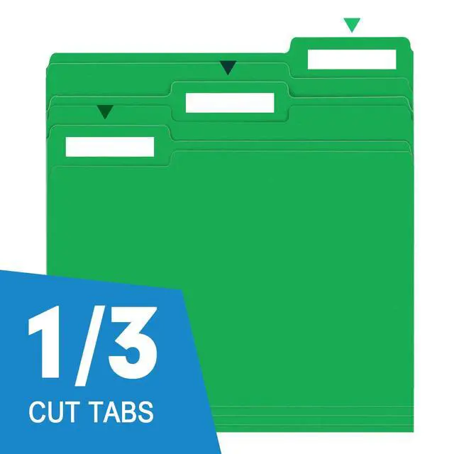 Alt view image 3 of 7 - File Folder, 150 Pack 1/3 Cut Tab File Folders Letter Size, Creen, Colored Folders with Tab Great for Organizing and Easy File Storage