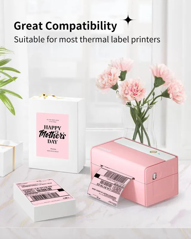Alt view image 3 of 6 - 4X6 Thermal Direct Shipping Label Compatible with MUNBYN, IDPRT, Rollo, Postage Label Paper for Small Businesses, 250 Labels/Pack, Pink