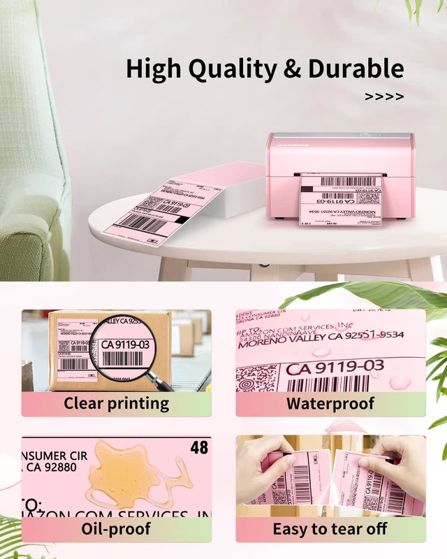 Alt view image 4 of 6 - 4X6 Thermal Direct Shipping Label Compatible with MUNBYN, IDPRT, Rollo, Postage Label Paper for Small Businesses, 250 Labels/Pack, Pink