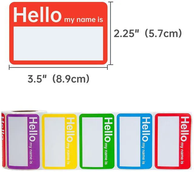 Main image of L LIKED 400 Colors Hello Name Tags Stickers 3.5x2.25 for School Office Home (Pack of 2)