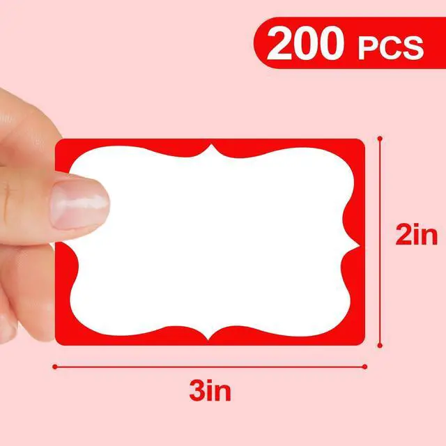 Alt view image 2 of 7 - Red Name Tag Stickers, 2"x 3" Holiday Gift Tag Stickers with Red Border 200 Pcs Adhesive Name Sticker Name Badges Labels for Holiday Gift, School, Office, Home, Party (Pack of 3)