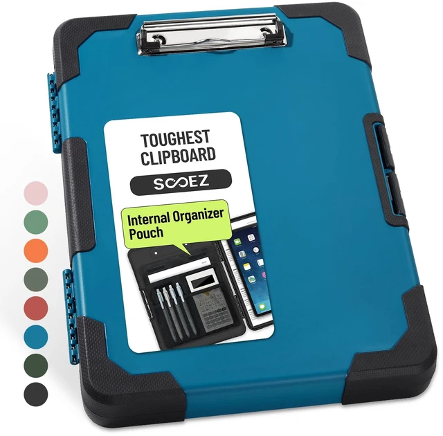 Main image of Toughest Clipboard with Storage, Internal Pen Pouch Included, Letter/ A4 Size, Shockproof Heavy Duty Plastic Clip Boards 8.5x11, High Capacity Clipboards Box Case for Contractor Trucker Driver