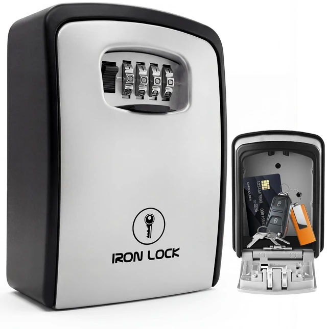 Main image of ® XXL Wall Mount Key Lock Box, Outdoor Combination Code (Grey) Fits 20-30 spares plus fobs & cards; unique built-in tray so keys don't fall out; dial cover; screws & anchors included