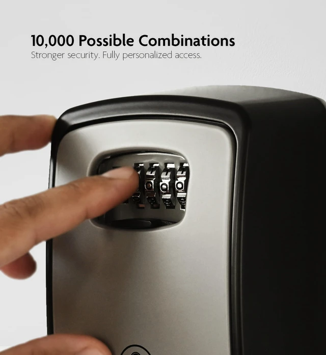 Alt view image 3 of 7 - ® XXL Wall Mount Key Lock Box, Outdoor Combination Code (Grey) Fits 20-30 spares plus fobs & cards; unique built-in tray so keys don't fall out; dial cover; screws & anchors included