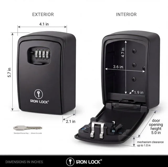 Alt view image 4 of 7 - ® XXL Wall Mount Key Lock Box, Outdoor Combination Code (Black) Fits 20-30 spares plus fobs & cards; unique built-in tray so keys don't fall out; dial cover; screws & anchors included