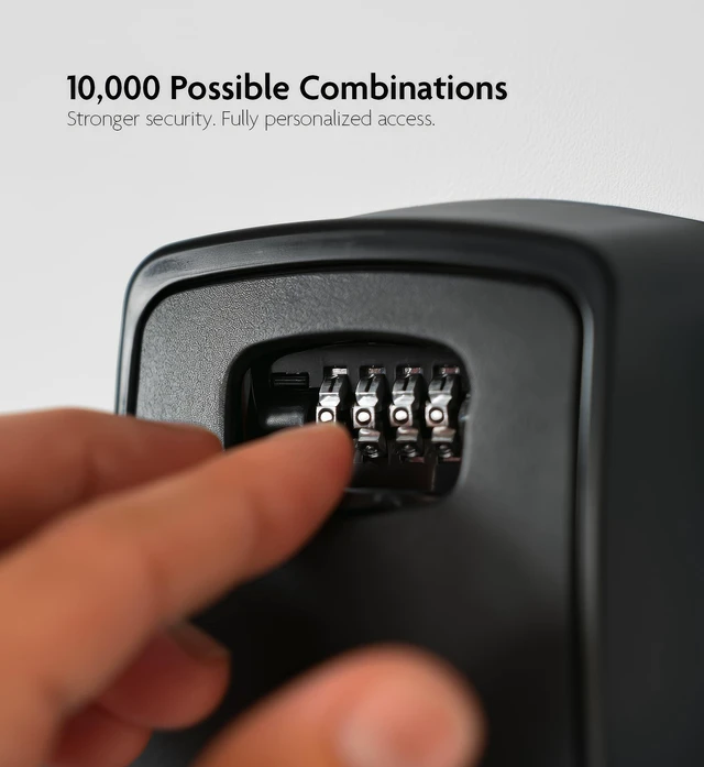 Alt view image 5 of 7 - ® XXL Wall Mount Key Lock Box, Outdoor Combination Code (Black) Fits 20-30 spares plus fobs & cards; unique built-in tray so keys don't fall out; dial cover; screws & anchors included