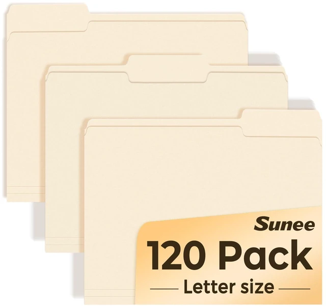 Main image of File Folders, 120 Pack Manilla Folders 8.5 x 11, 1/3 Cut Tab for Easy Labeling and Organization, Durable Standard Paper for Home, Office, School Filing