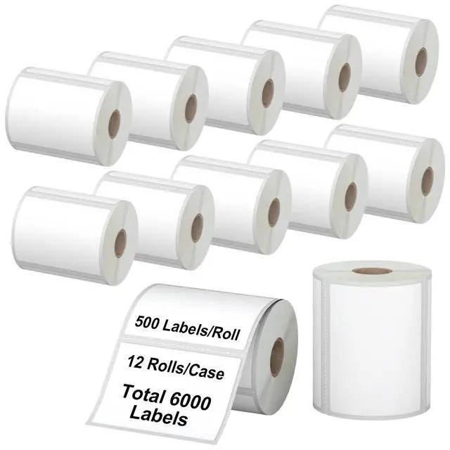 Main image of 12 Rolls 6000 Pcs 4"x3" 3-Proof Direct Thermal Shipping Labels 1" Core Compatible with Zebra LP2844 ZP450 ZP505 ZD420 GX430T GK420T ZT410 ZD421 and Rollo MUNBYN, 103mmx76mm Thermal Sticker